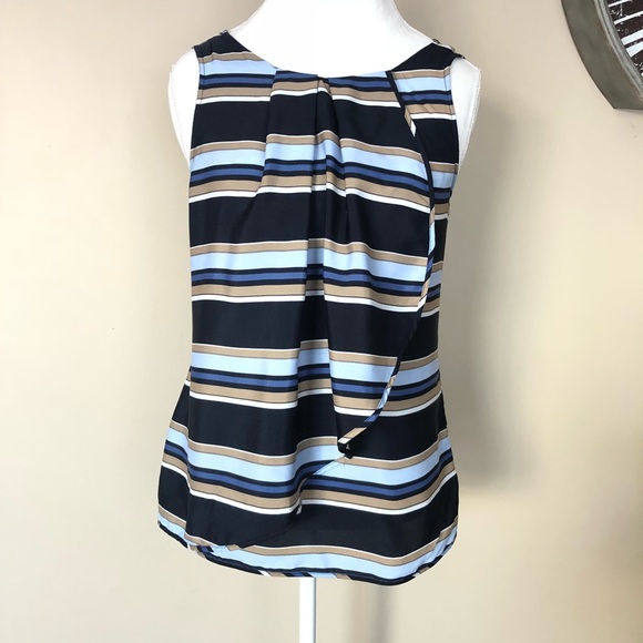 New York & Company Overlay Striped Sleeveless Top - Picture 2 of 7